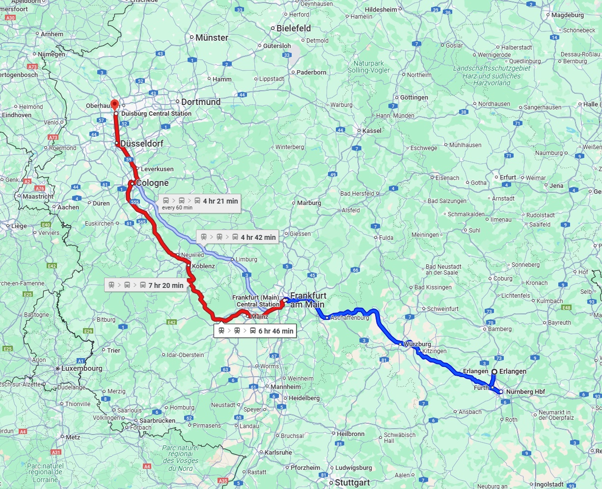 Anreise von Erlangen Zu Duisburg Über 