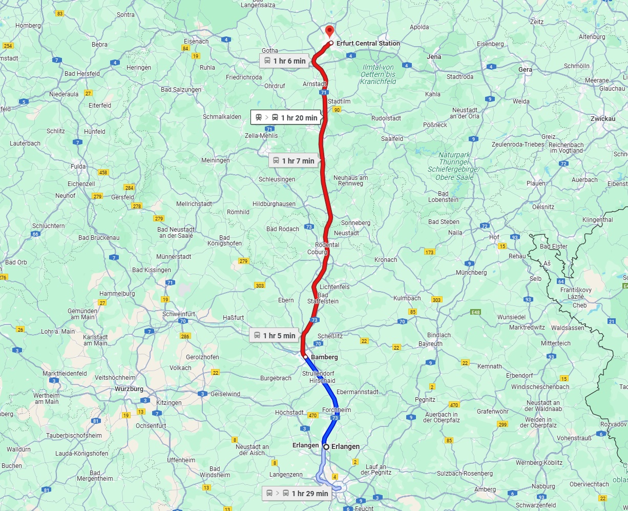Anreise von Erlangen Zu Erfurt Über 