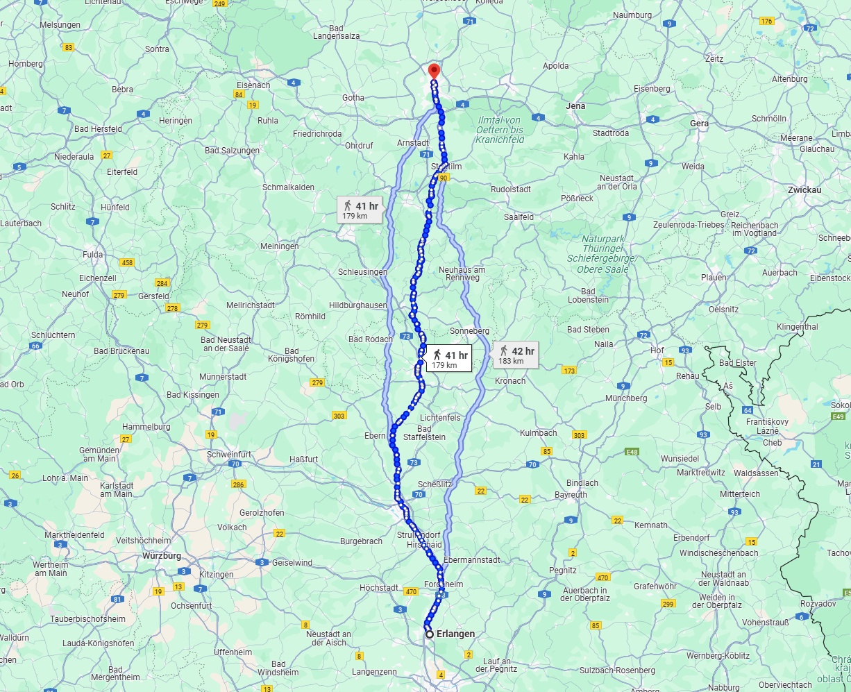 Anreise von Erlangen Zu Erfurt Über 