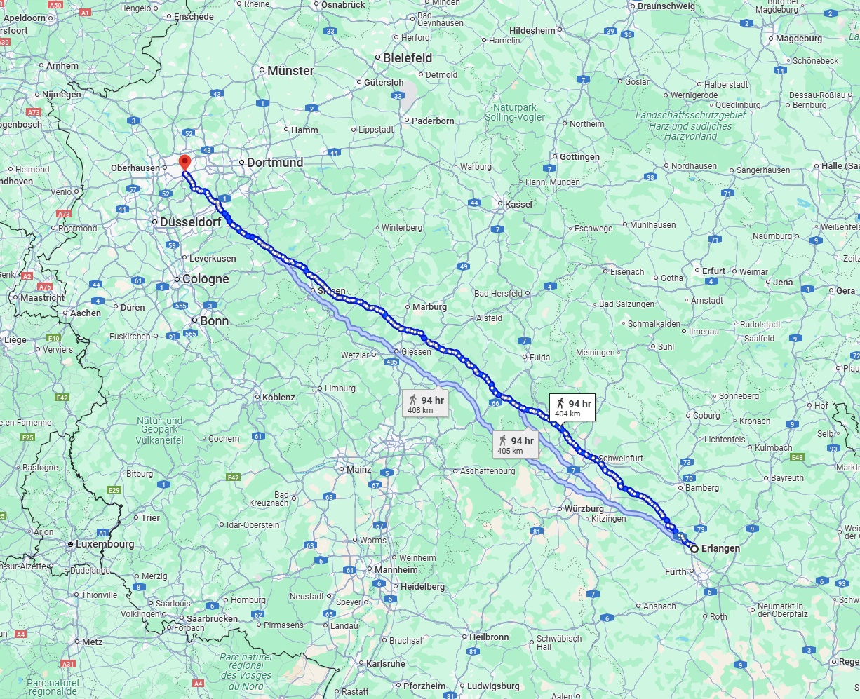 Anreise von Erlangen Zu Essen Über 