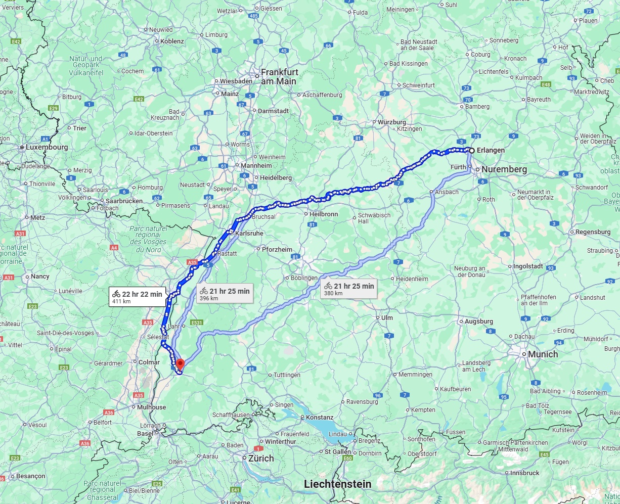 Anreise von Erlangen Zu Freiburg im Breisgau Über 