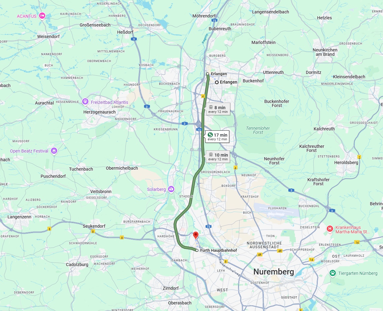 Anreise von Erlangen Zu Fürth Über 
