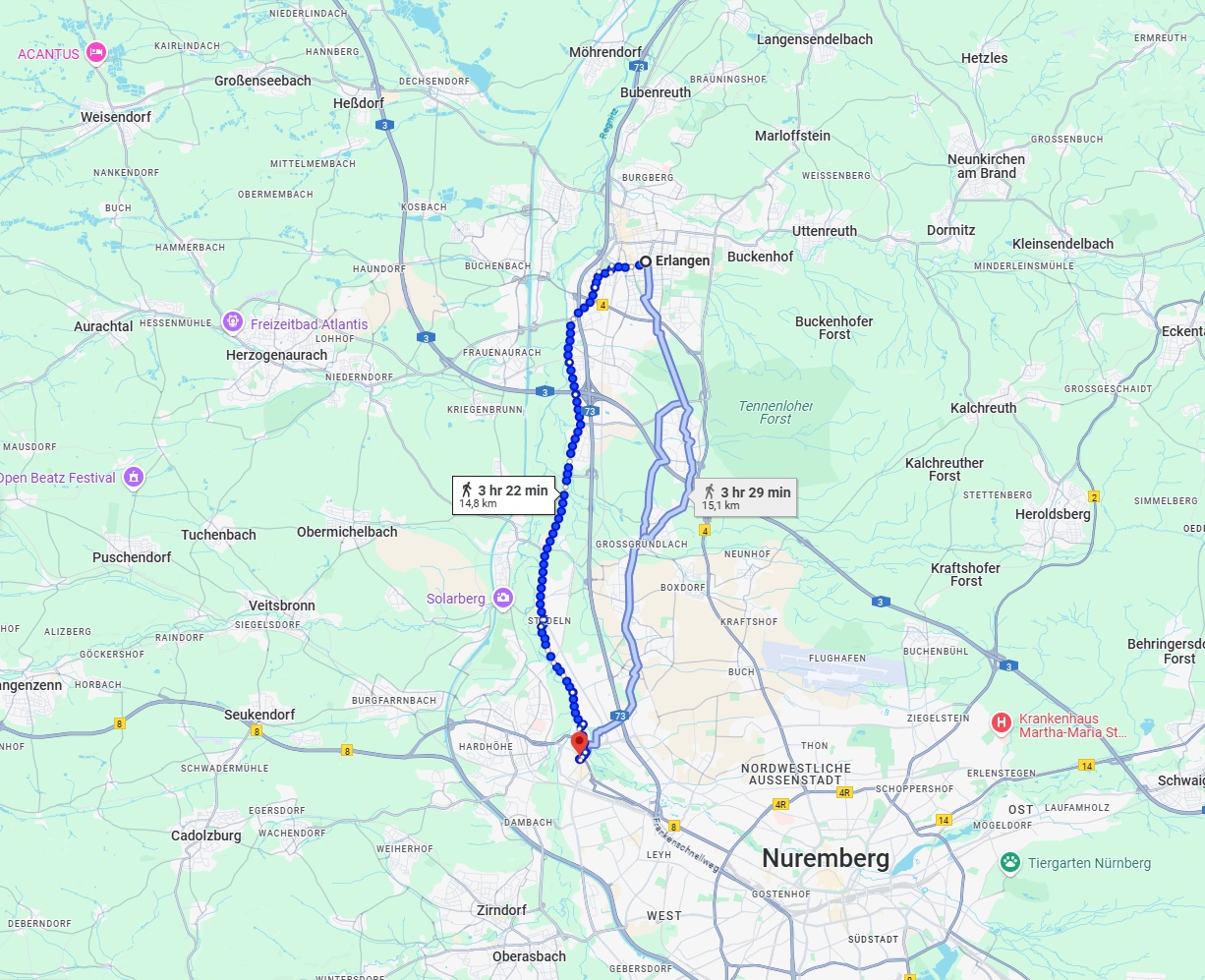 Anreise von Erlangen Zu Fürth Über 