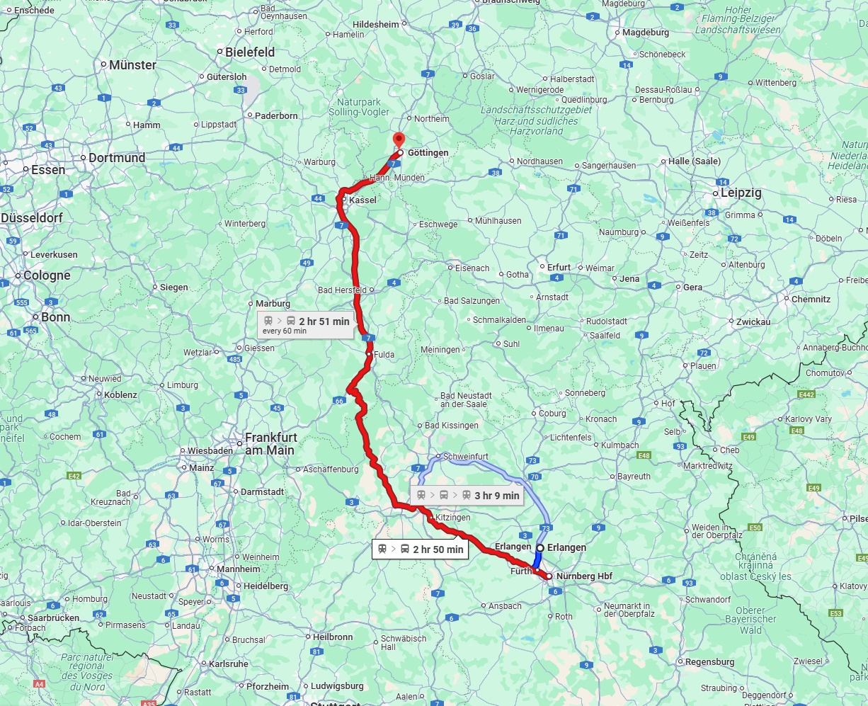 Anreise von Erlangen Zu Göttingen Über 