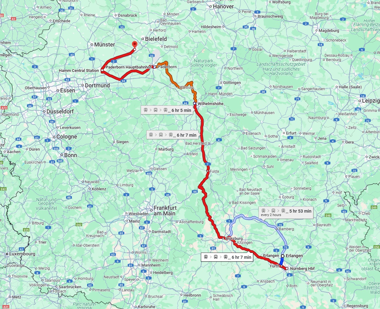 Anreise von Erlangen Zu Gütersloh Über 