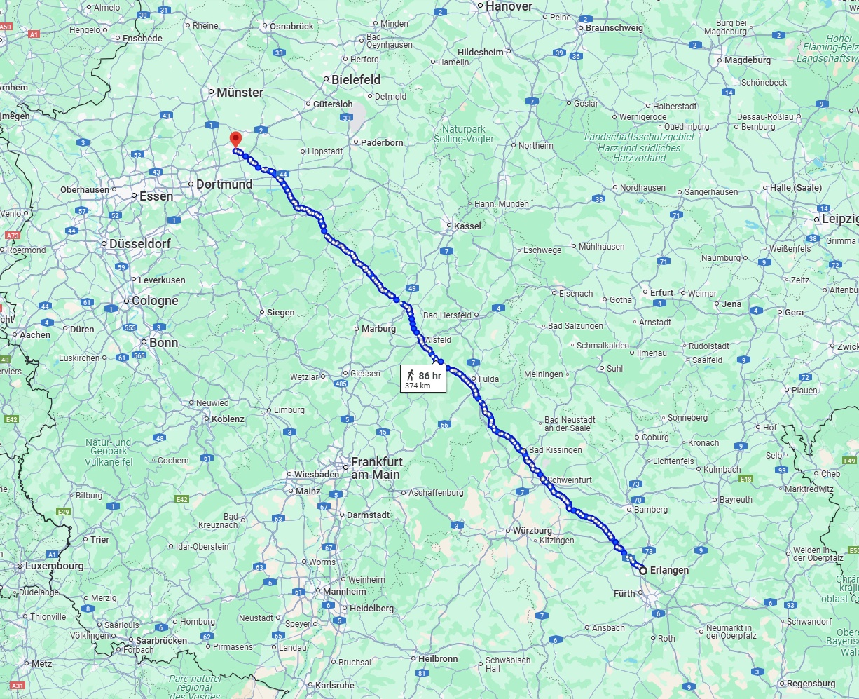 Anreise von Erlangen Zu Hamm Über 