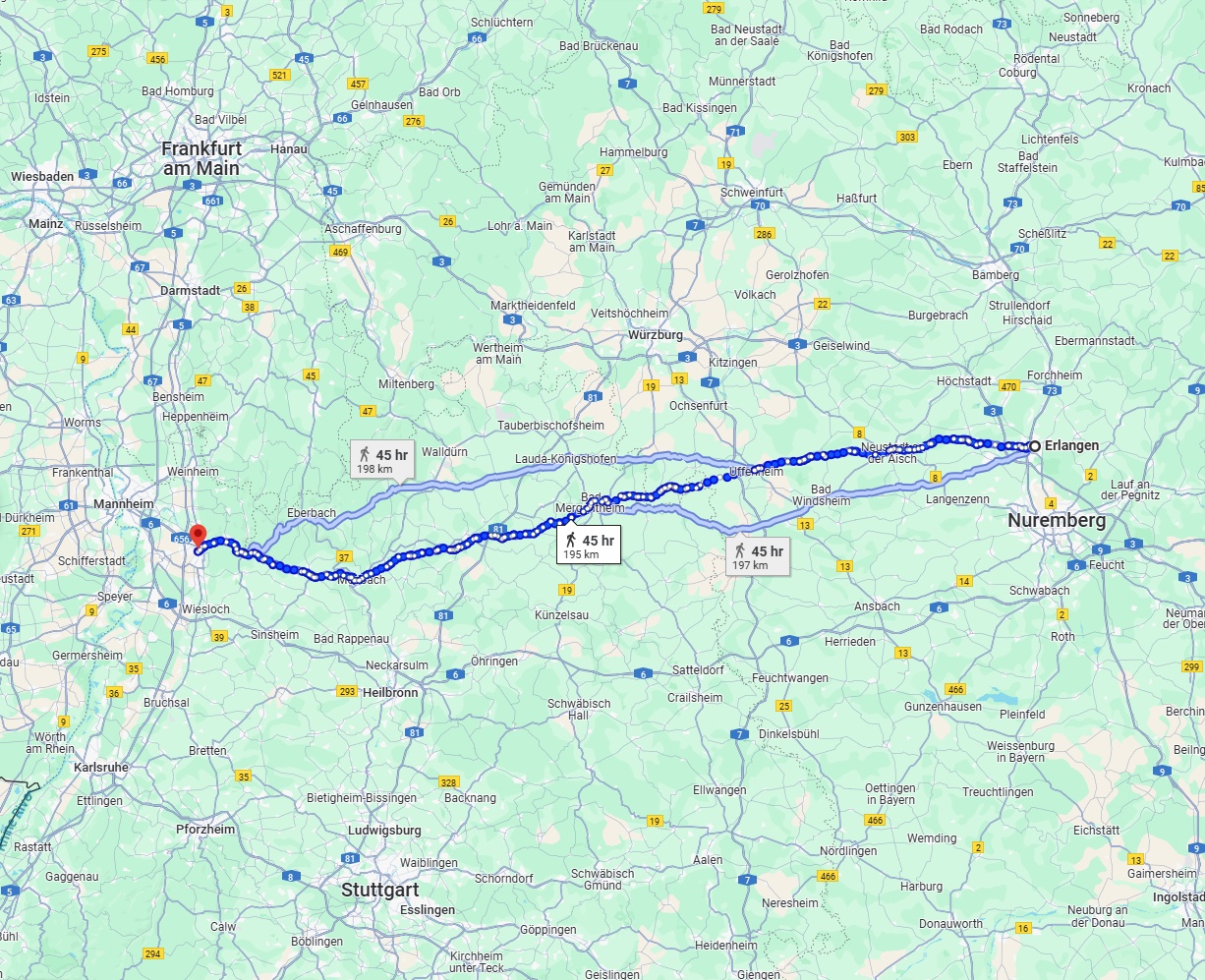 Anreise von Erlangen Zu Heidelberg Über 
