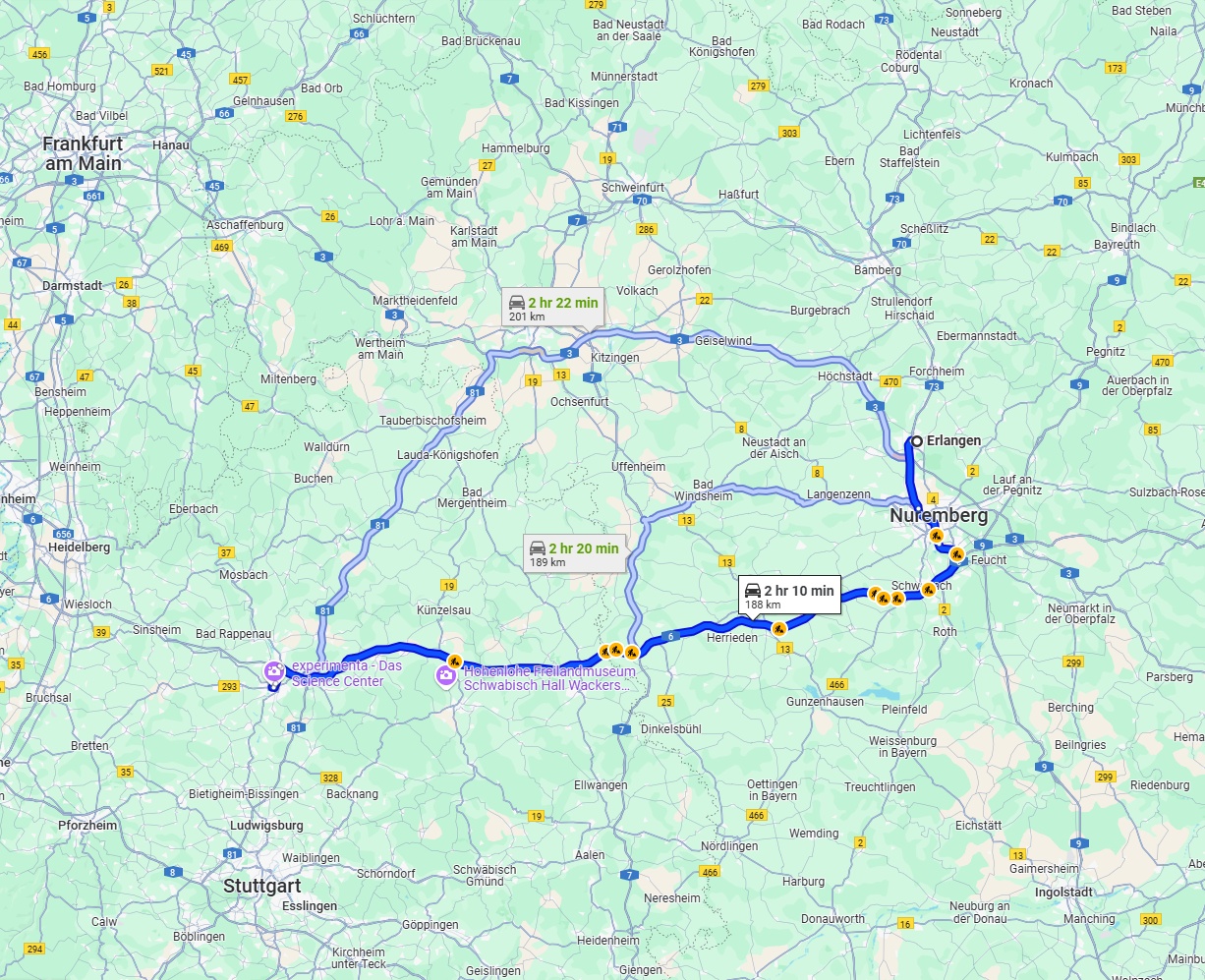 Anreise von Erlangen Zu Heilbronn Über via A6