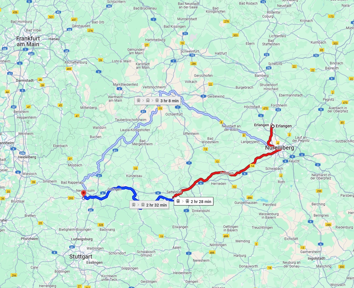 Anreise von Erlangen Zu Heilbronn Über 