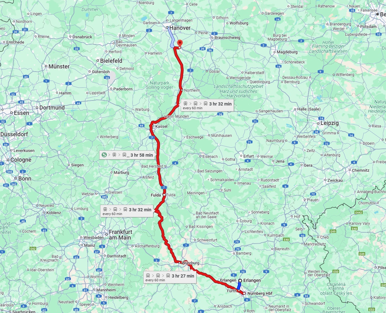 Anreise von Erlangen Zu Hildesheim Über 