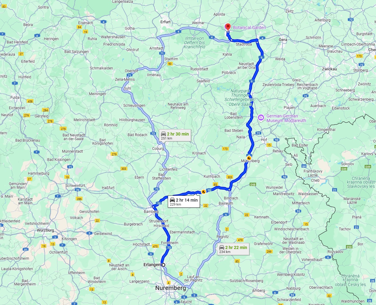 Anreise von Erlangen Zu Jena Über via A9