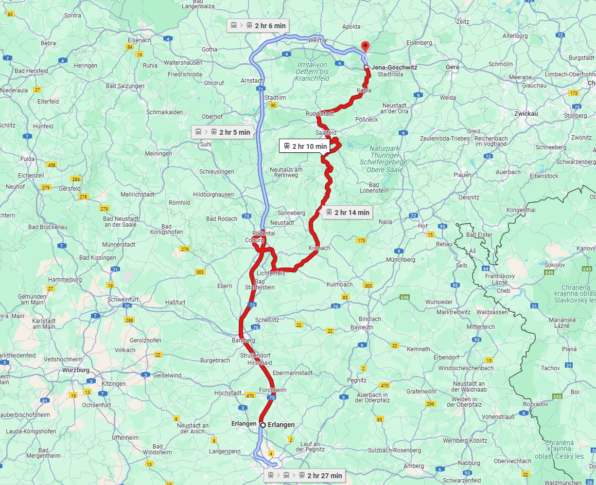 Anreise von Erlangen Zu Jena Über 