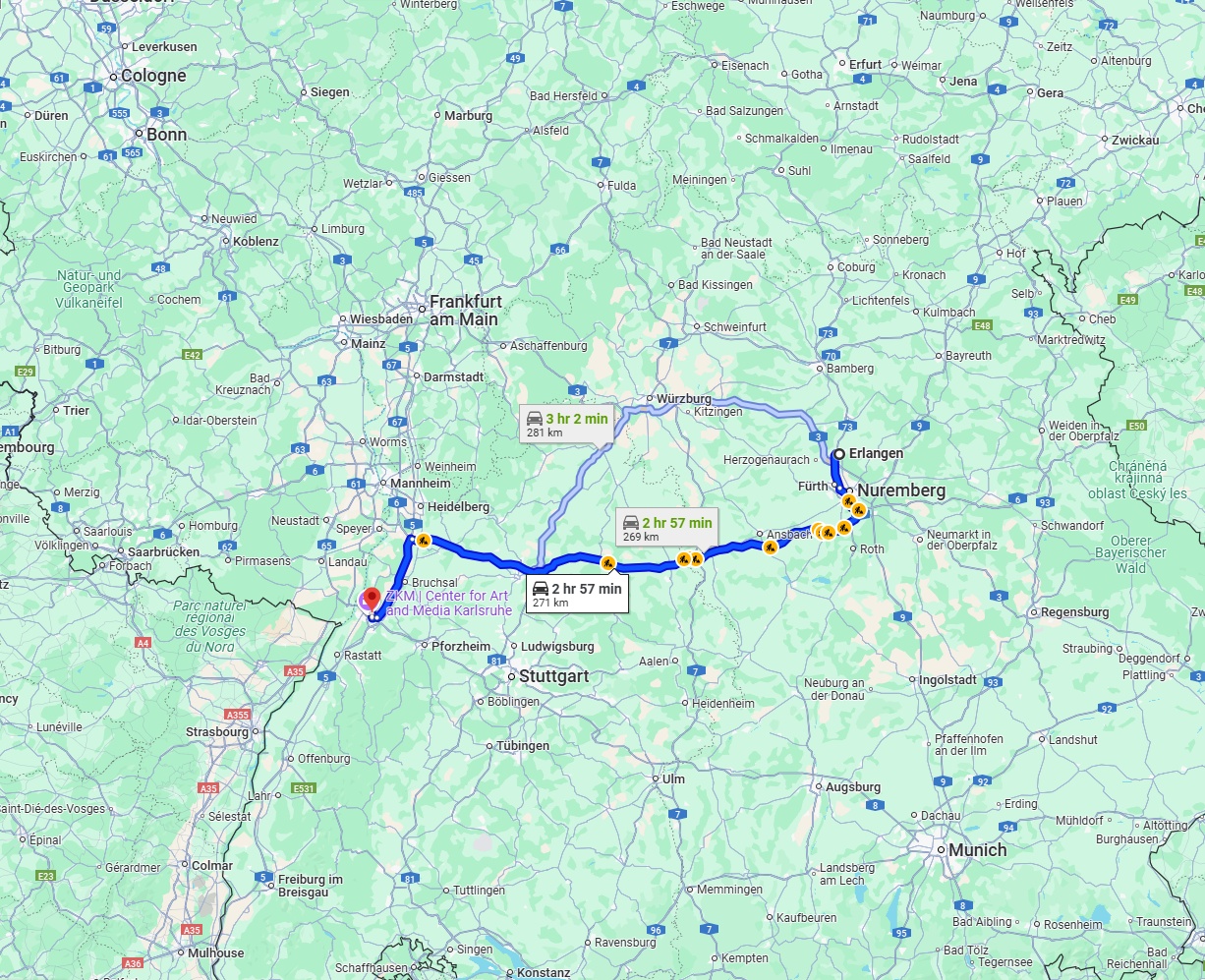Anreise von Erlangen Zu Karlsruhe Über via A6