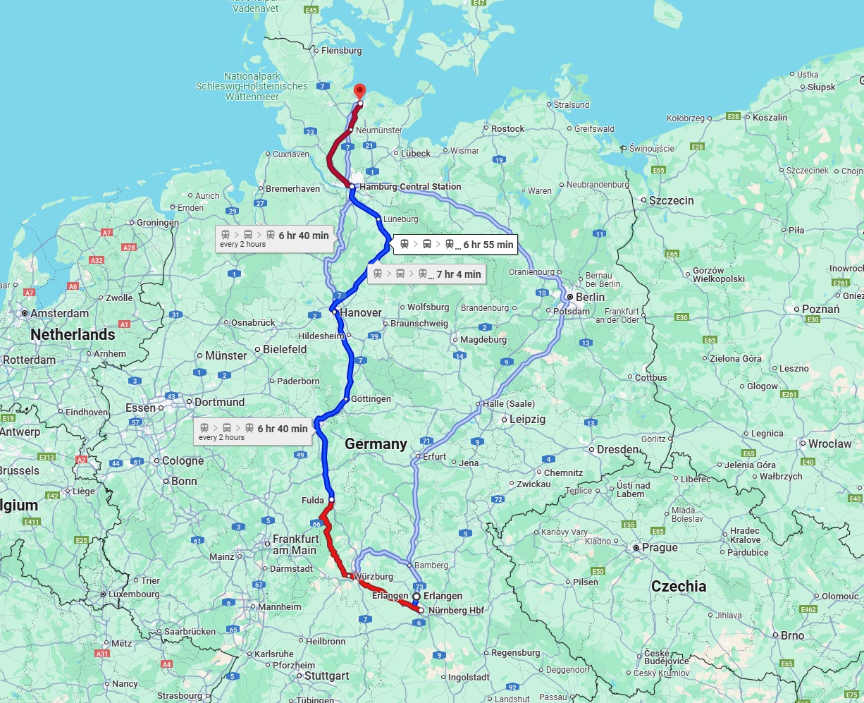 Anreise von Erlangen Zu Kiel Über 