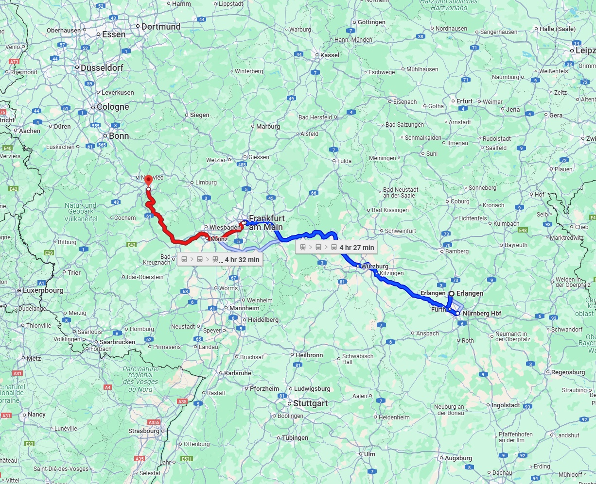 Anreise von Erlangen Zu Koblenz Über 