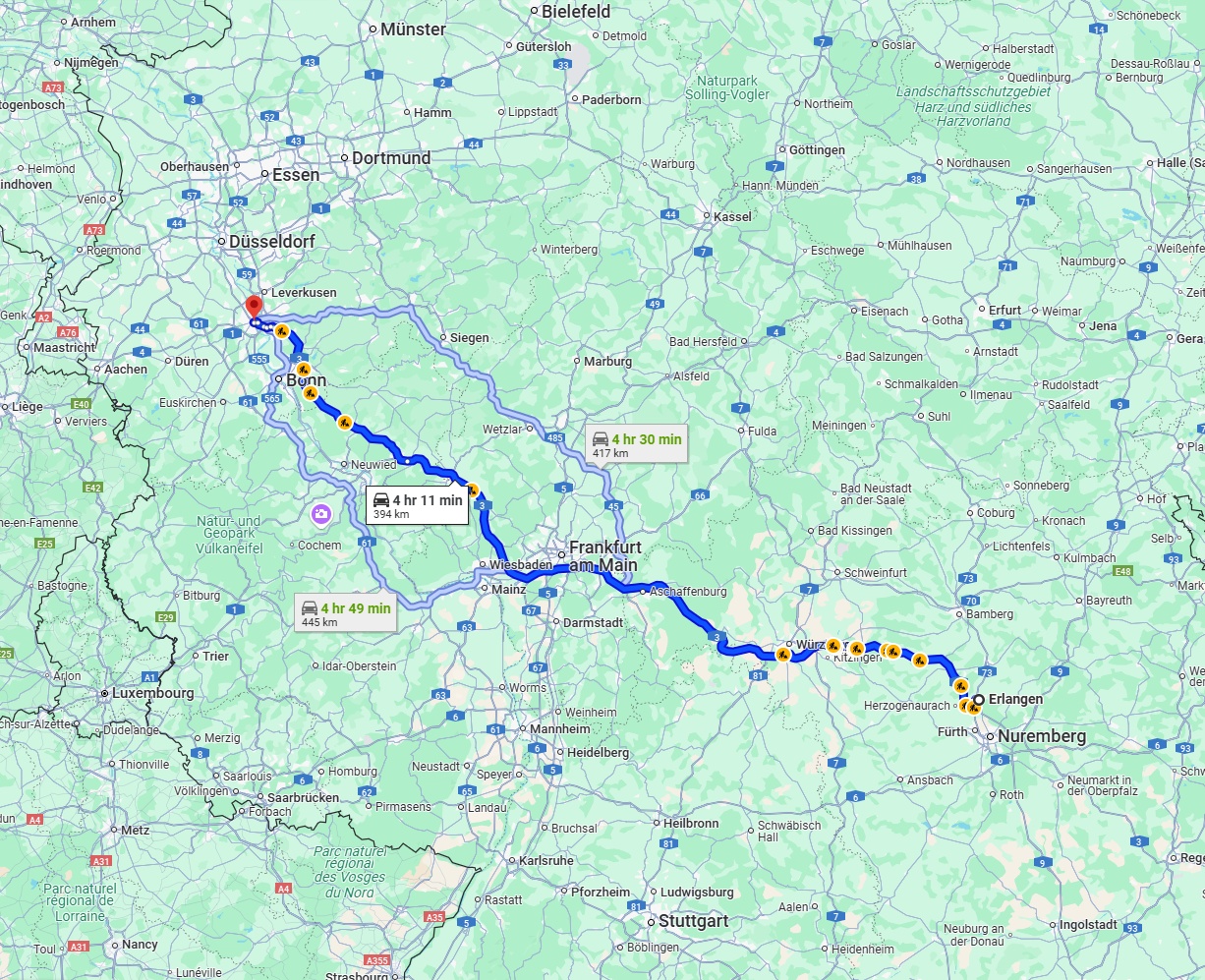 Anreise von Erlangen Zu Köln Über via A3