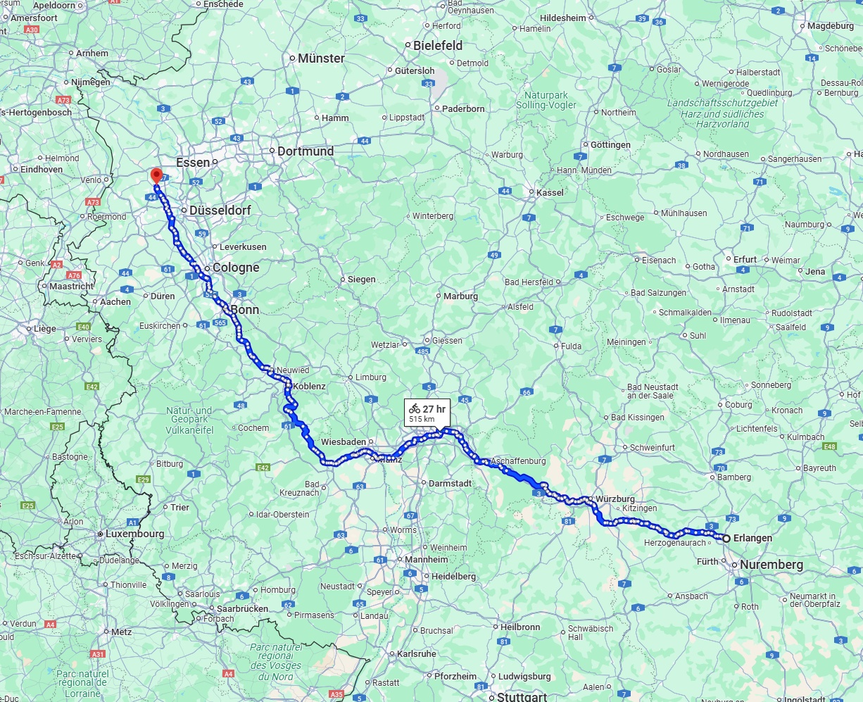 Anreise von Erlangen Zu Krefeld Über 