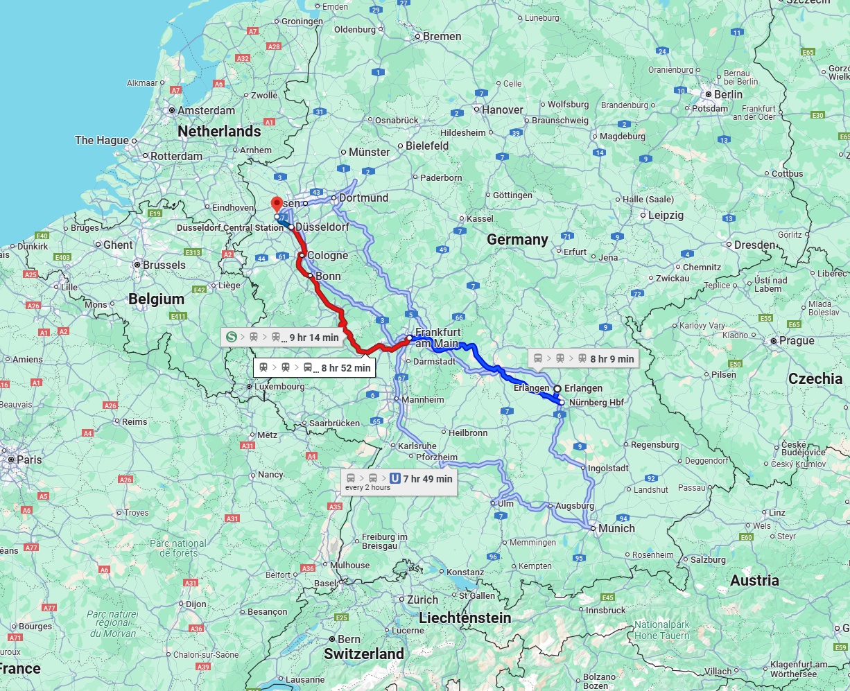 Anreise von Erlangen Zu Krefeld Über 