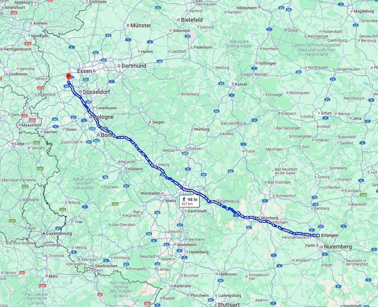 Anreise von Erlangen Zu Krefeld Über 
