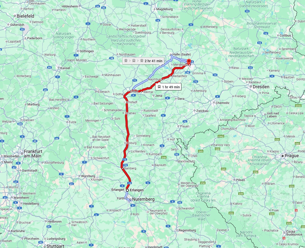 Anreise von Erlangen Zu Leipzig Über 