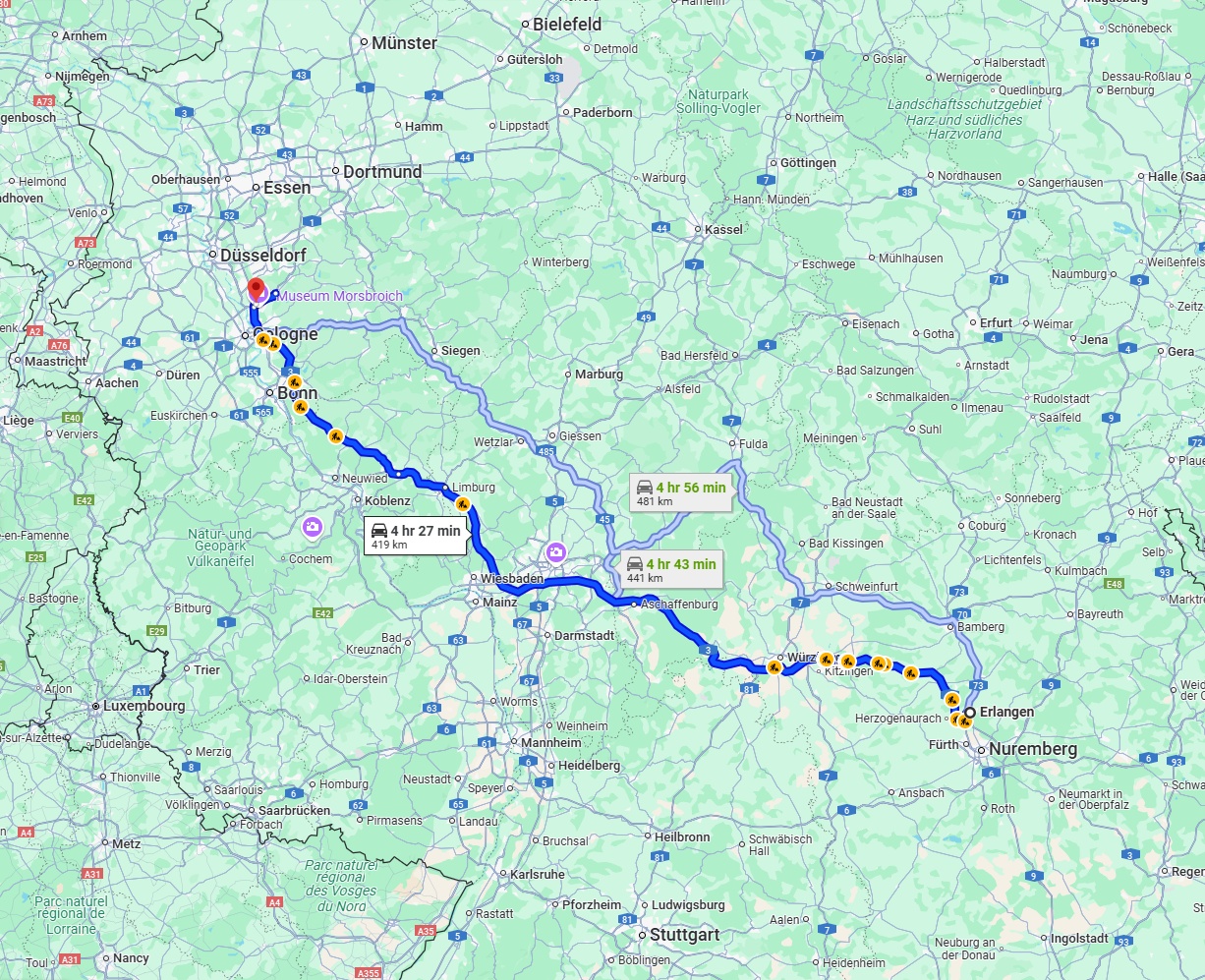 Anreise von Erlangen Zu Leverkusen Über via A3