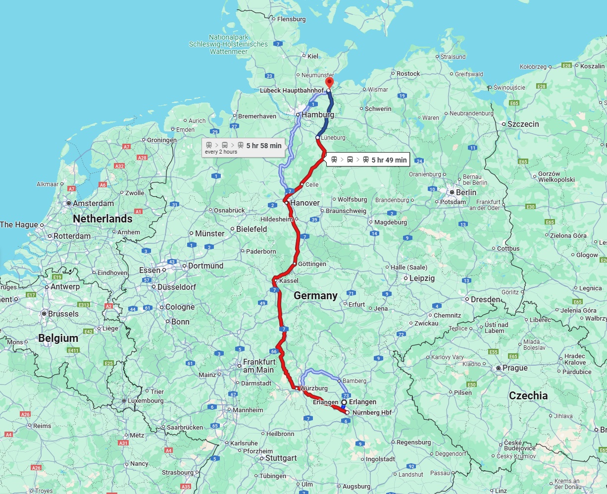 Anreise von Erlangen Zu Lübeck Über 