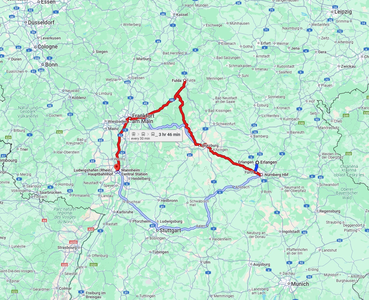 Anreise von Erlangen Zu Ludwigshafen am Rhein Über 