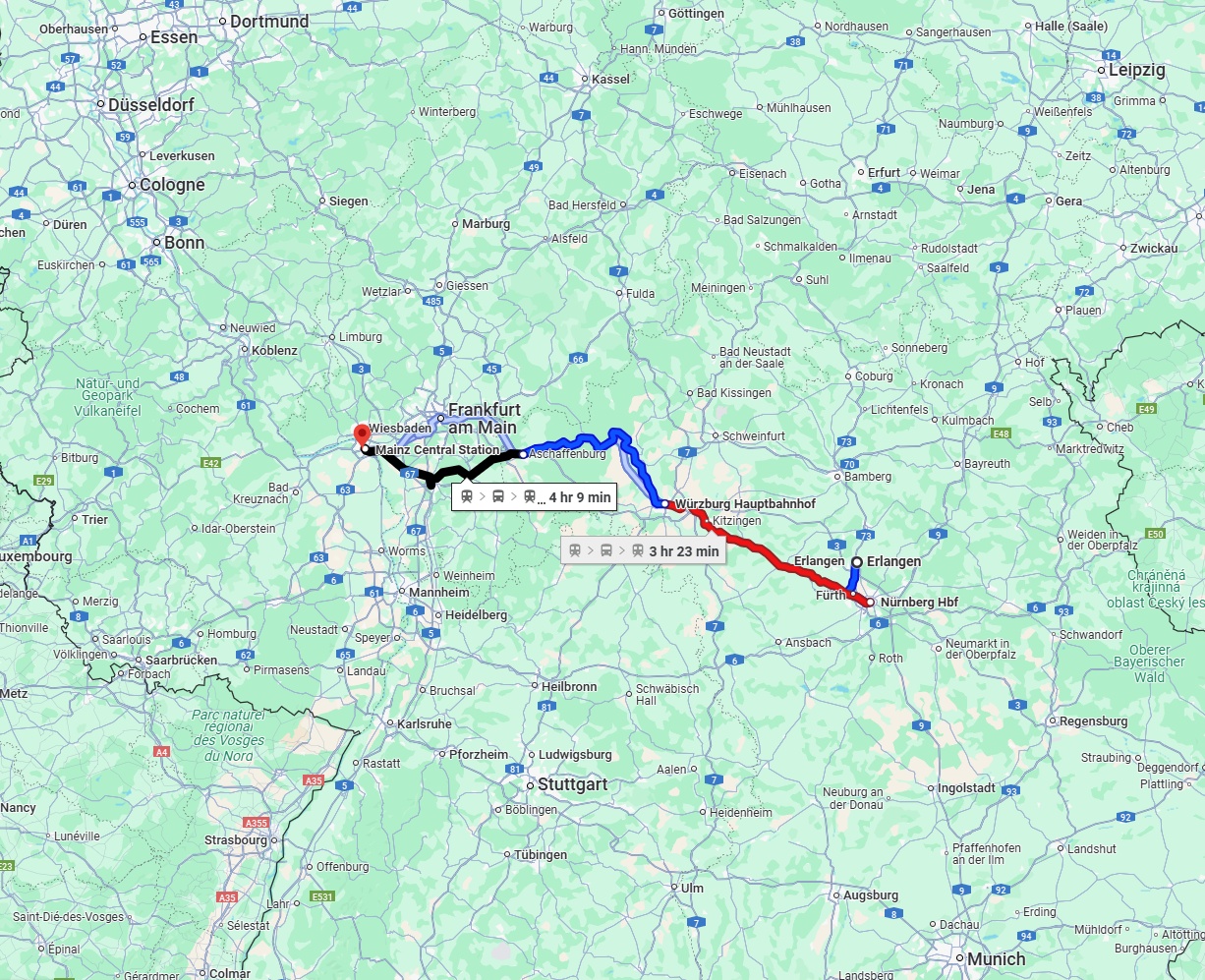 Anreise von Erlangen Zu Mainz Über 