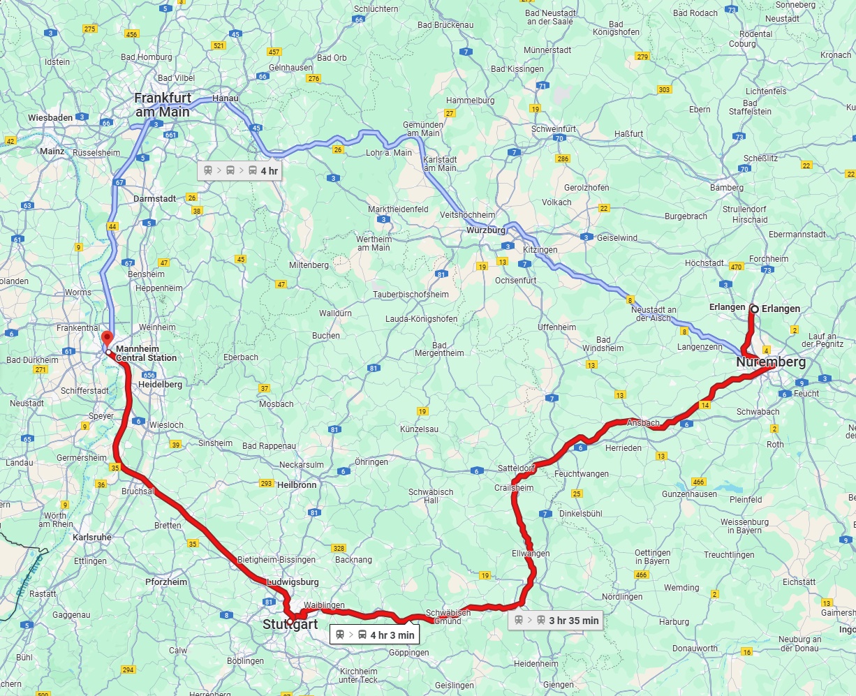 Anreise von Erlangen Zu Mannheim Über 
