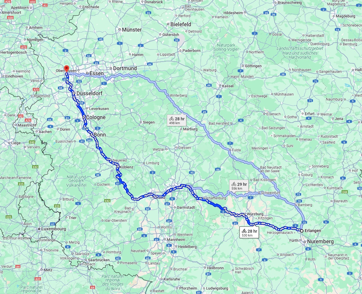 Anreise von Erlangen Zu Moers Über 
