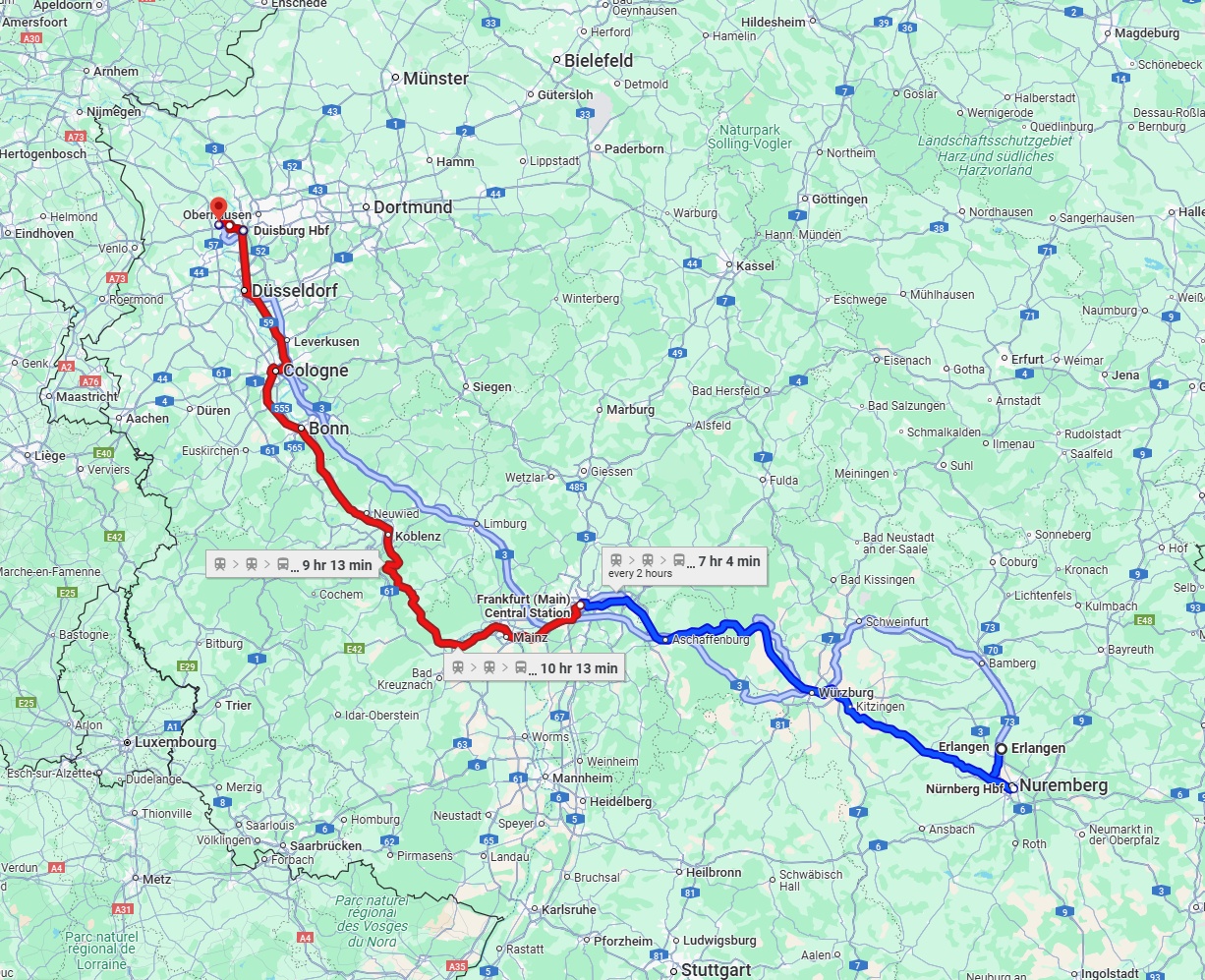 Anreise von Erlangen Zu Moers Über 