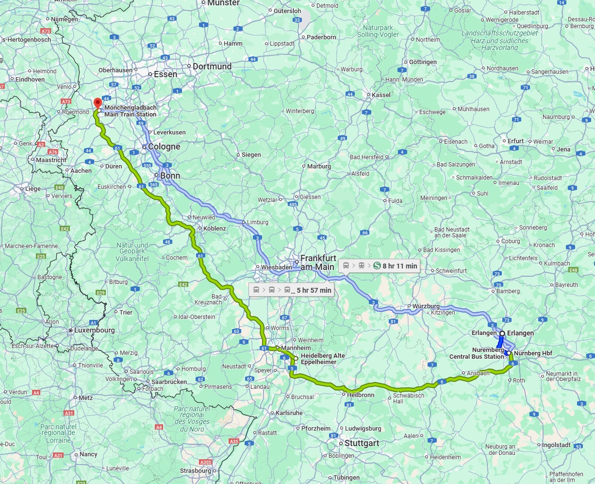 Anreise von Erlangen Zu Mönchengladbach Über 