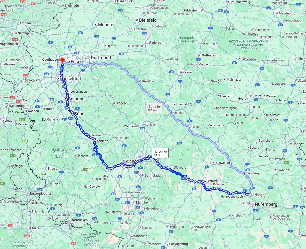 Anreise von Erlangen Zu Mülheim an der Ruhr Über 