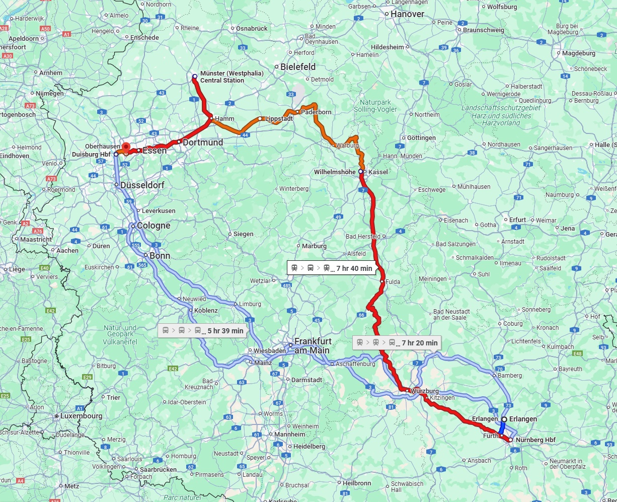 Anreise von Erlangen Zu Mülheim an der Ruhr Über 