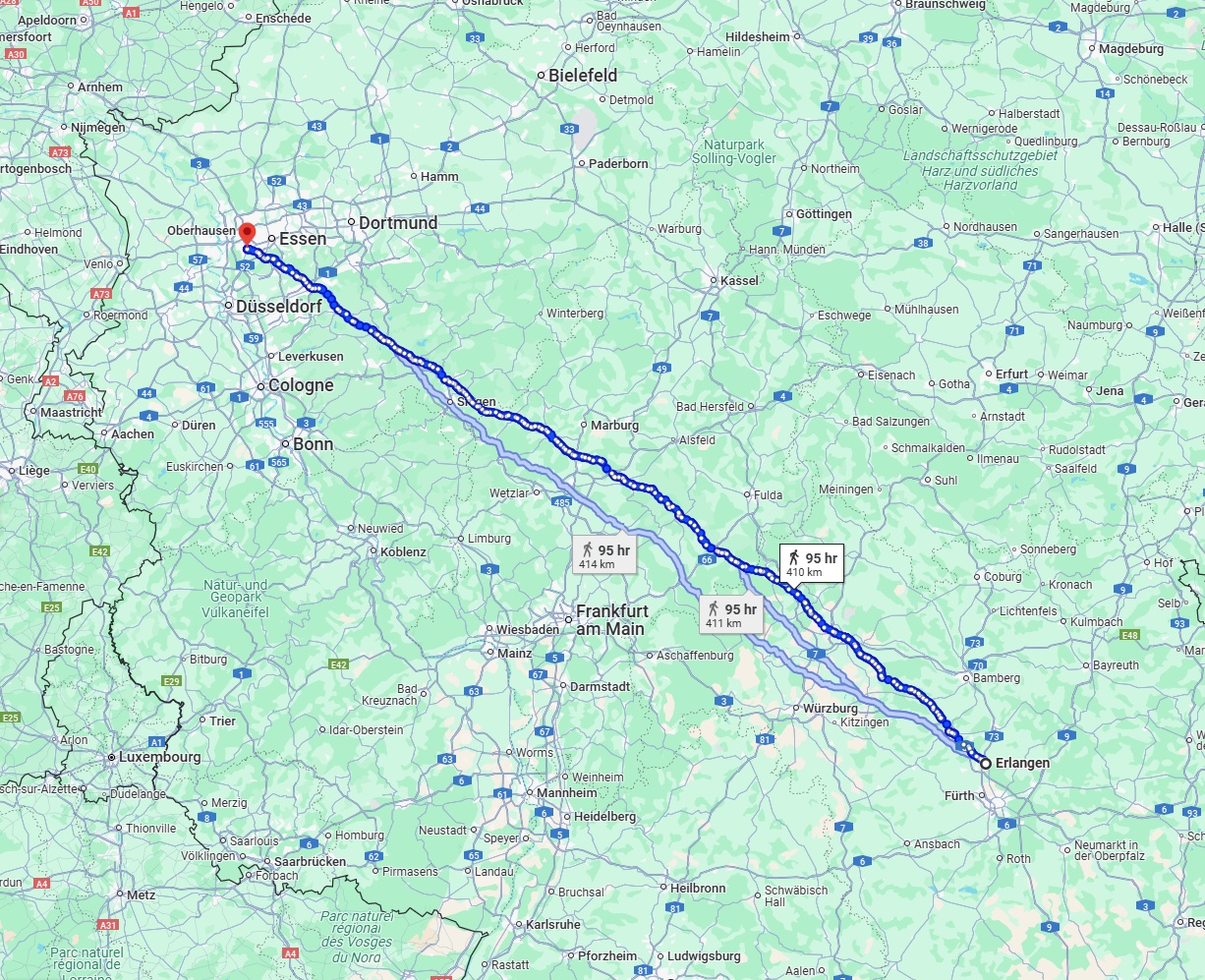 Anreise von Erlangen Zu Mülheim an der Ruhr Über 