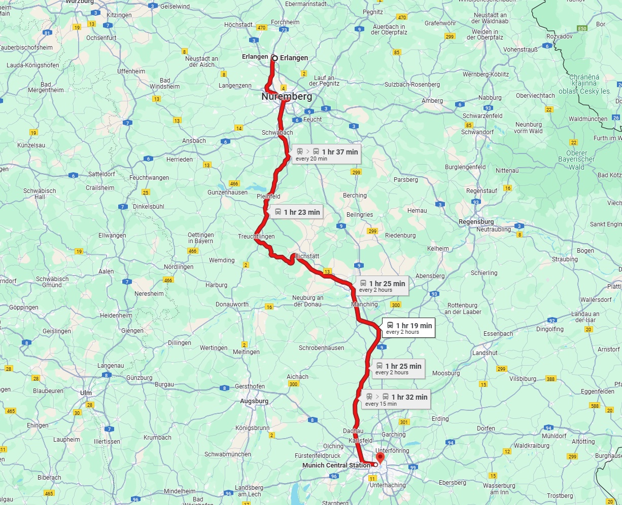 Anreise von Erlangen Zu München Über 