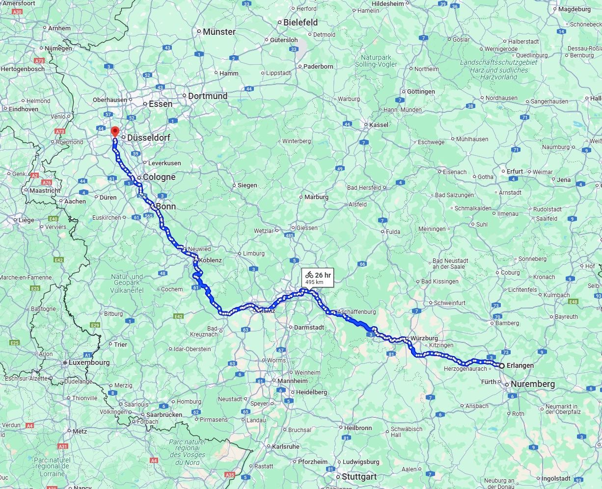 Anreise von Erlangen Zu Neuss Über 