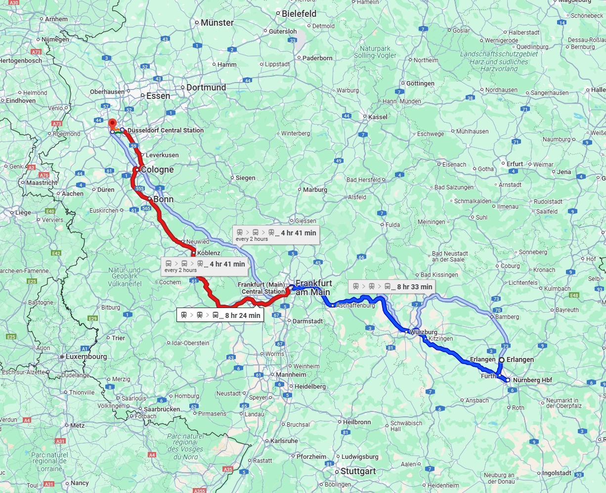 Anreise von Erlangen Zu Neuss Über 