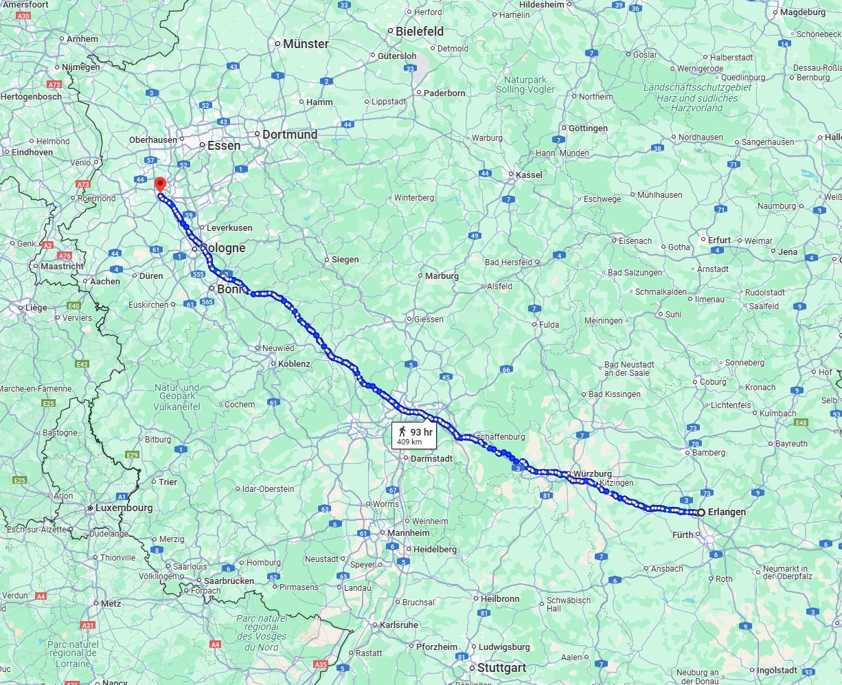Anreise von Erlangen Zu Neuss Über 