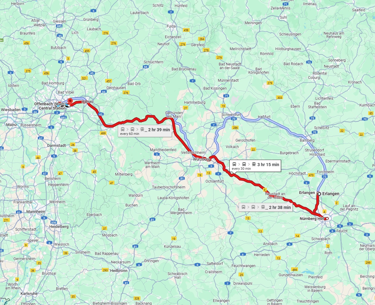 Anreise von Erlangen Zu Offenbach am Main Über 