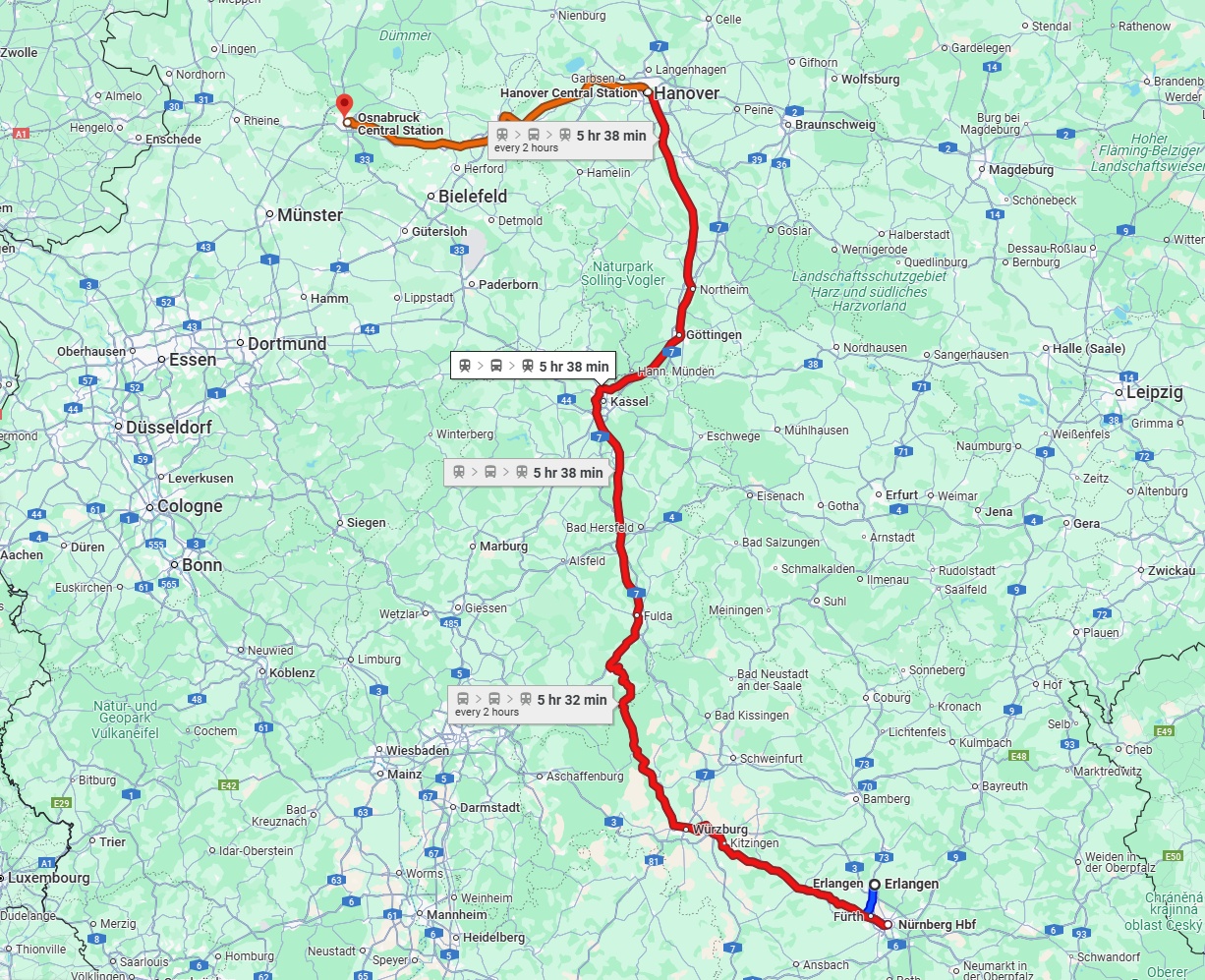 Anreise von Erlangen Zu Osnabrück Über 
