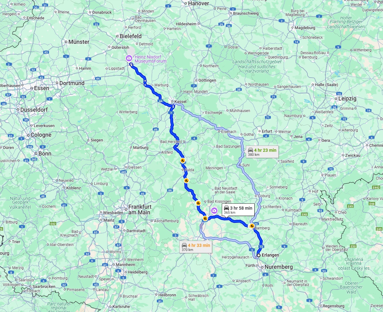 Anreise von Erlangen Zu Paderborn Über via A7