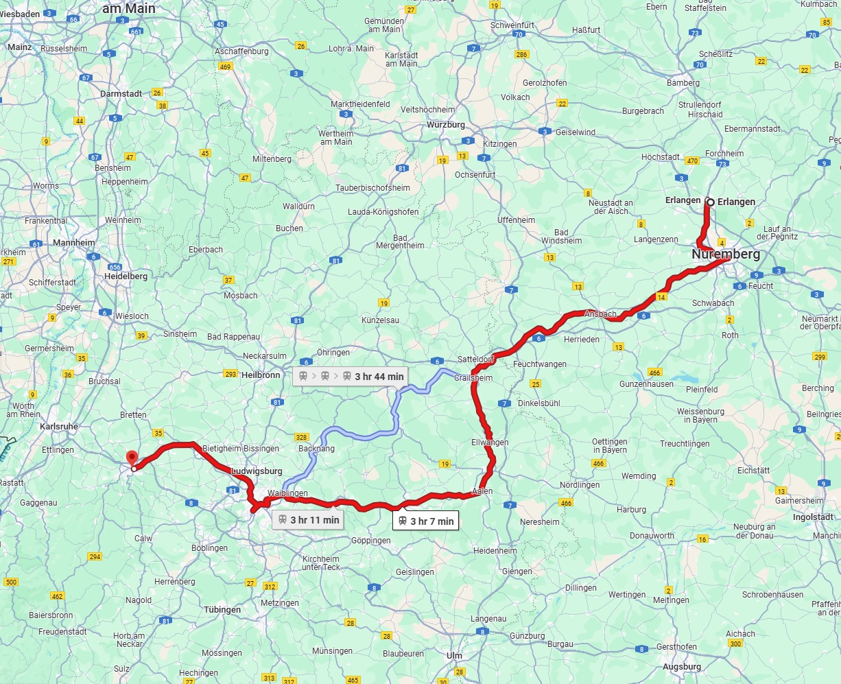 Anreise von Erlangen Zu Pforzheim Über 