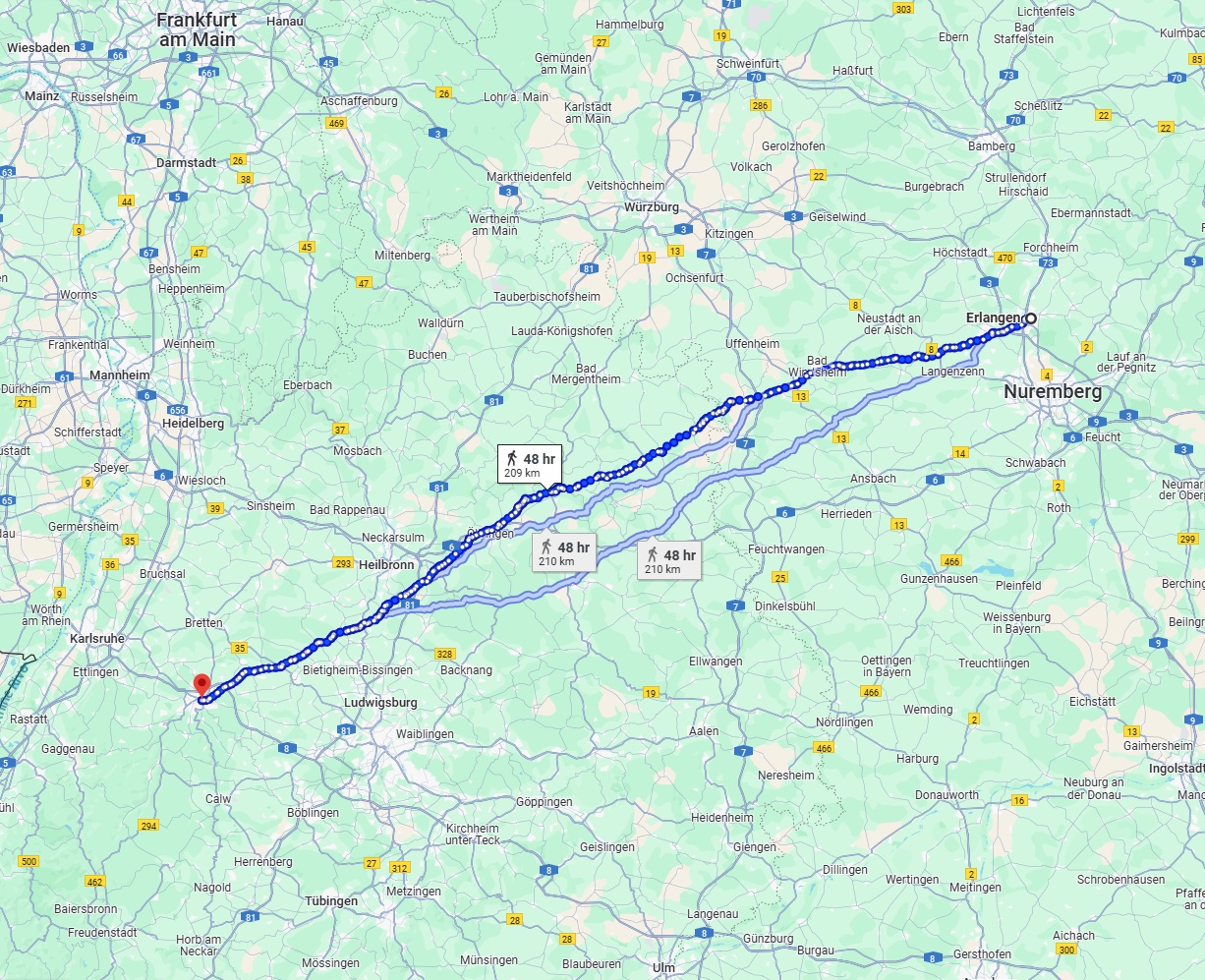 Anreise von Erlangen Zu Pforzheim Über 