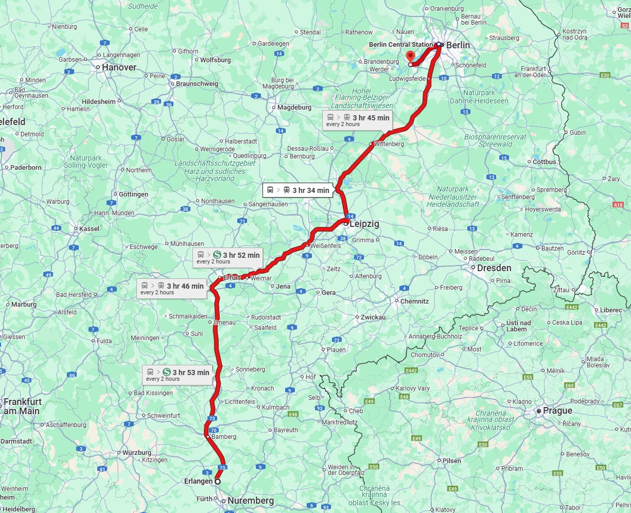 Anreise von Erlangen Zu Potsdam Über 