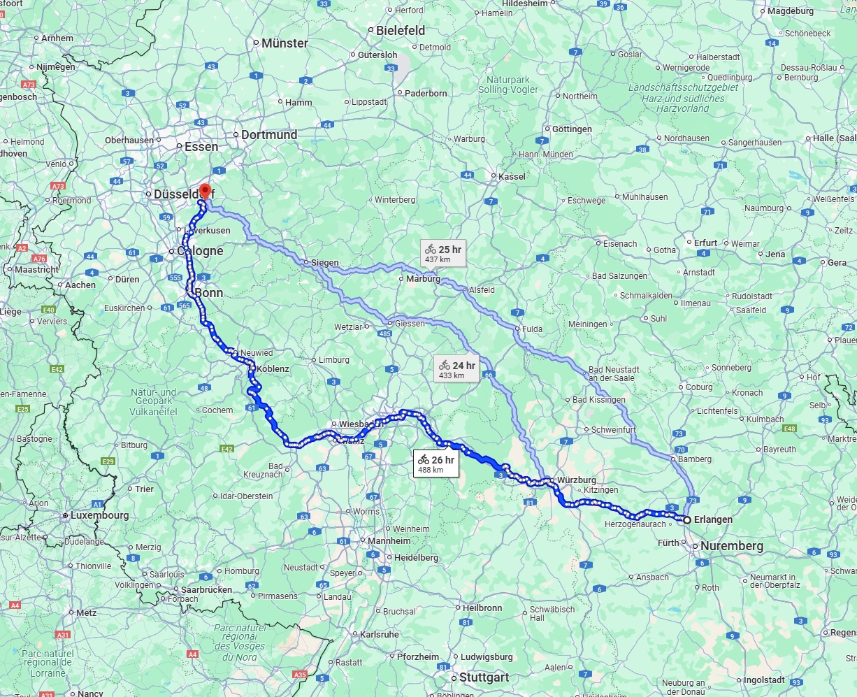 Anreise von Erlangen Zu Remscheid Über 