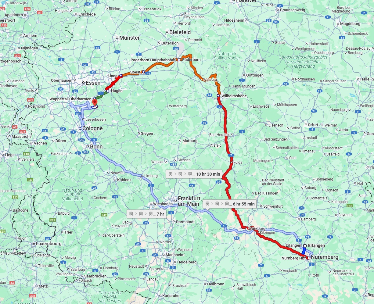 Anreise von Erlangen Zu Remscheid Über 