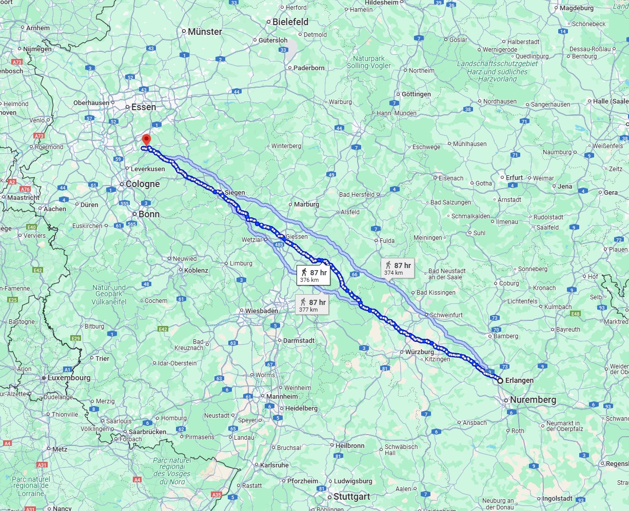 Anreise von Erlangen Zu Remscheid Über 
