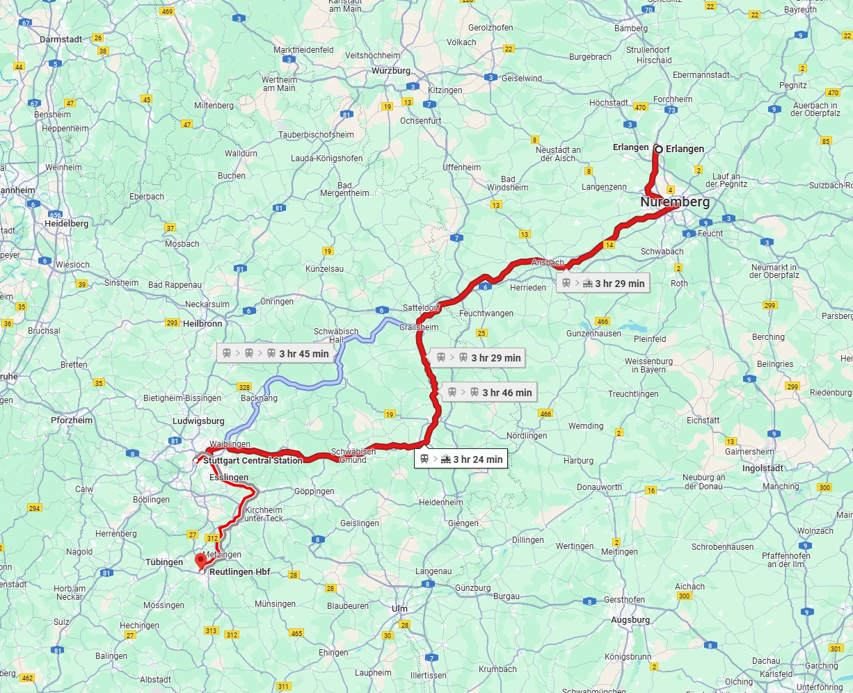 Anreise von Erlangen Zu Reutlingen Über 