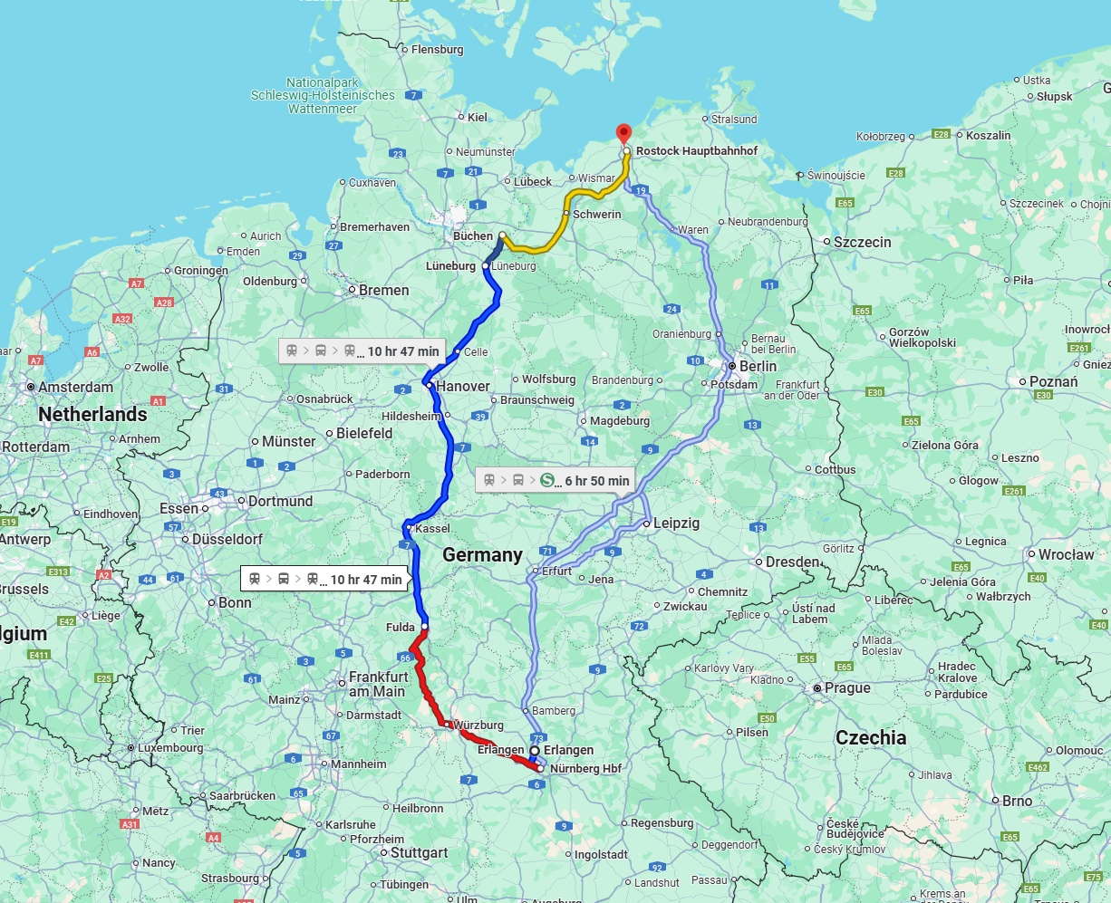 Anreise von Erlangen Zu Rostock Über 